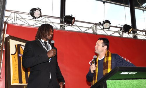 Don Elgin and Nic Naitanui at an AFL media function