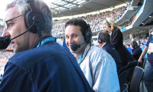 Don Elgin commenting at the Commonwealth Games